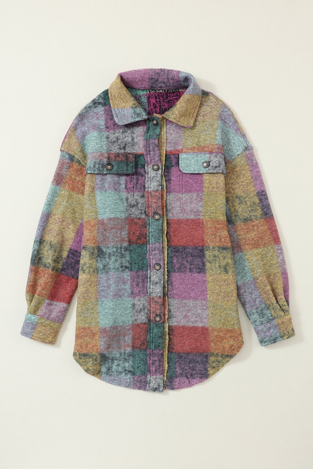 Multicolor Brushed Plaid Shacket