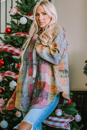 Multicolor Brushed Plaid Shacket