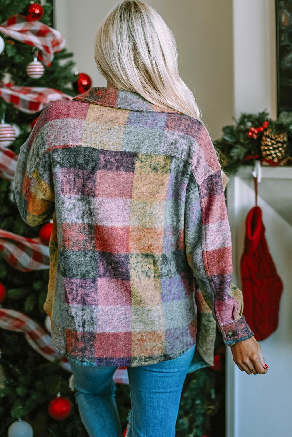 Multicolor Brushed Plaid Shacket