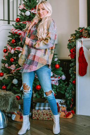 Multicolor Brushed Plaid Shacket