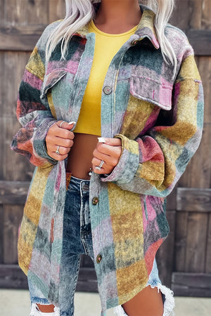 Multicolor Brushed Plaid Shacket