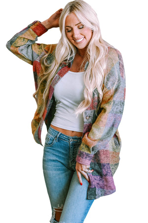 Multicolor Brushed Plaid Shacket