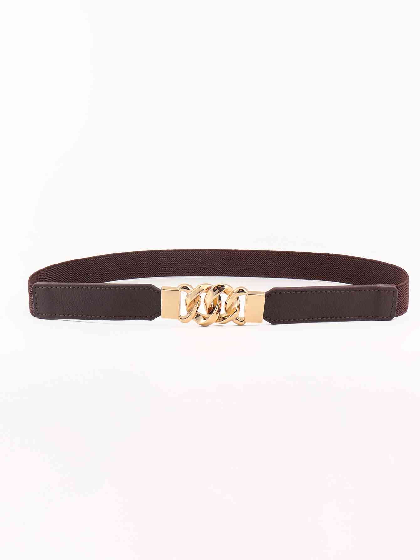 ChicFlex Elegance: Elastic PU Belt with Zinc Alloy Buckle