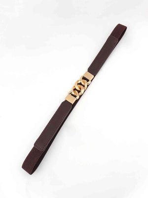 ChicFlex Elegance: Elastic PU Belt with Zinc Alloy Buckle