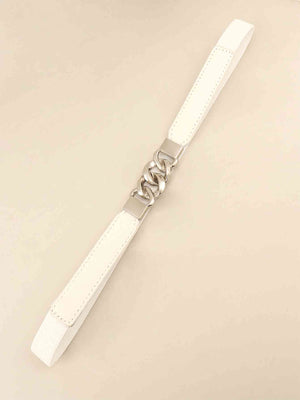 ChicFlex Elegance: Elastic PU Belt with Zinc Alloy Buckle