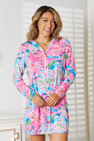 Floral Open Front Long Sleeve Cardigan