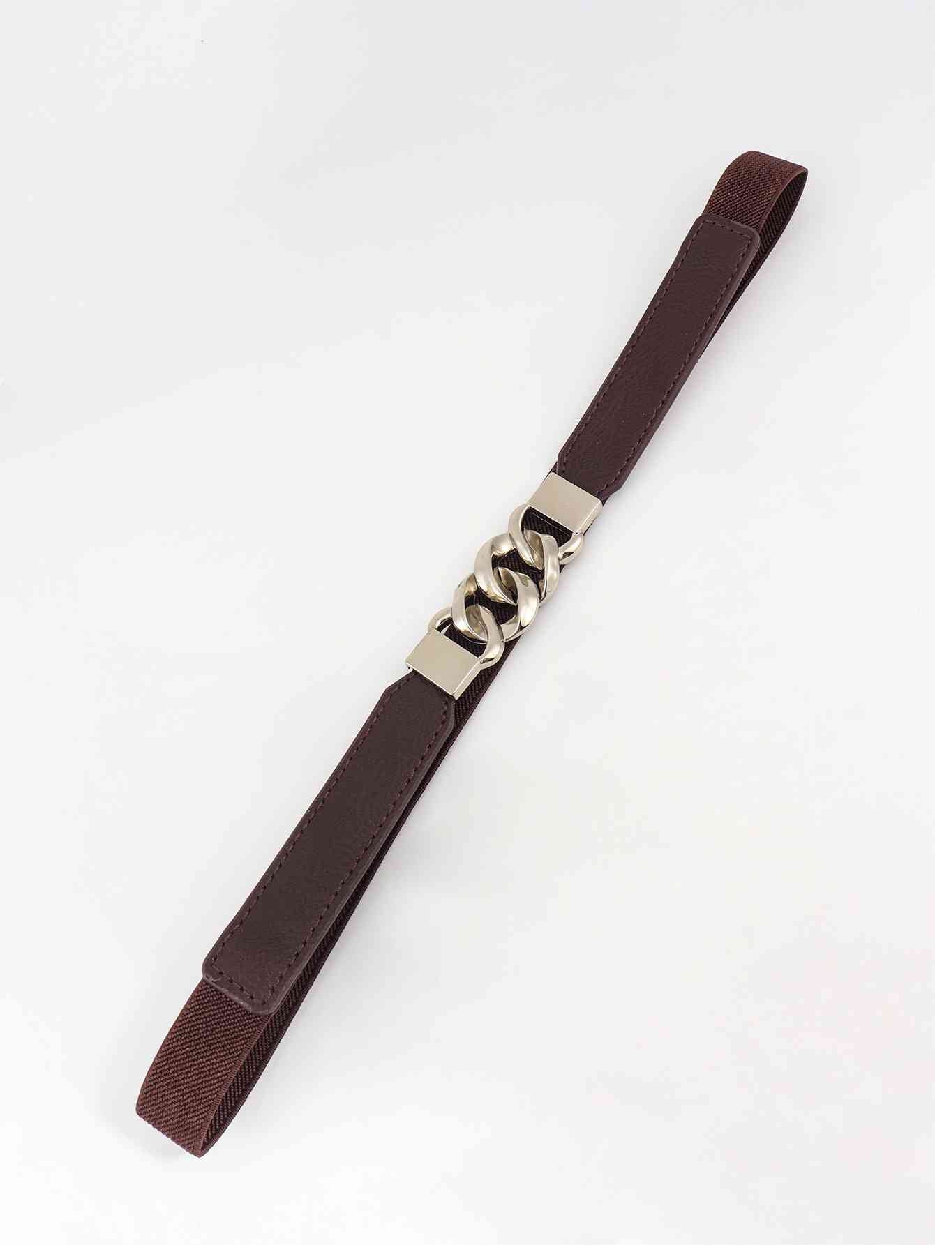 ChicFlex Elegance: Elastic PU Belt with Zinc Alloy Buckle