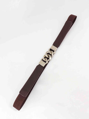 ChicFlex Elegance: Elastic PU Belt with Zinc Alloy Buckle