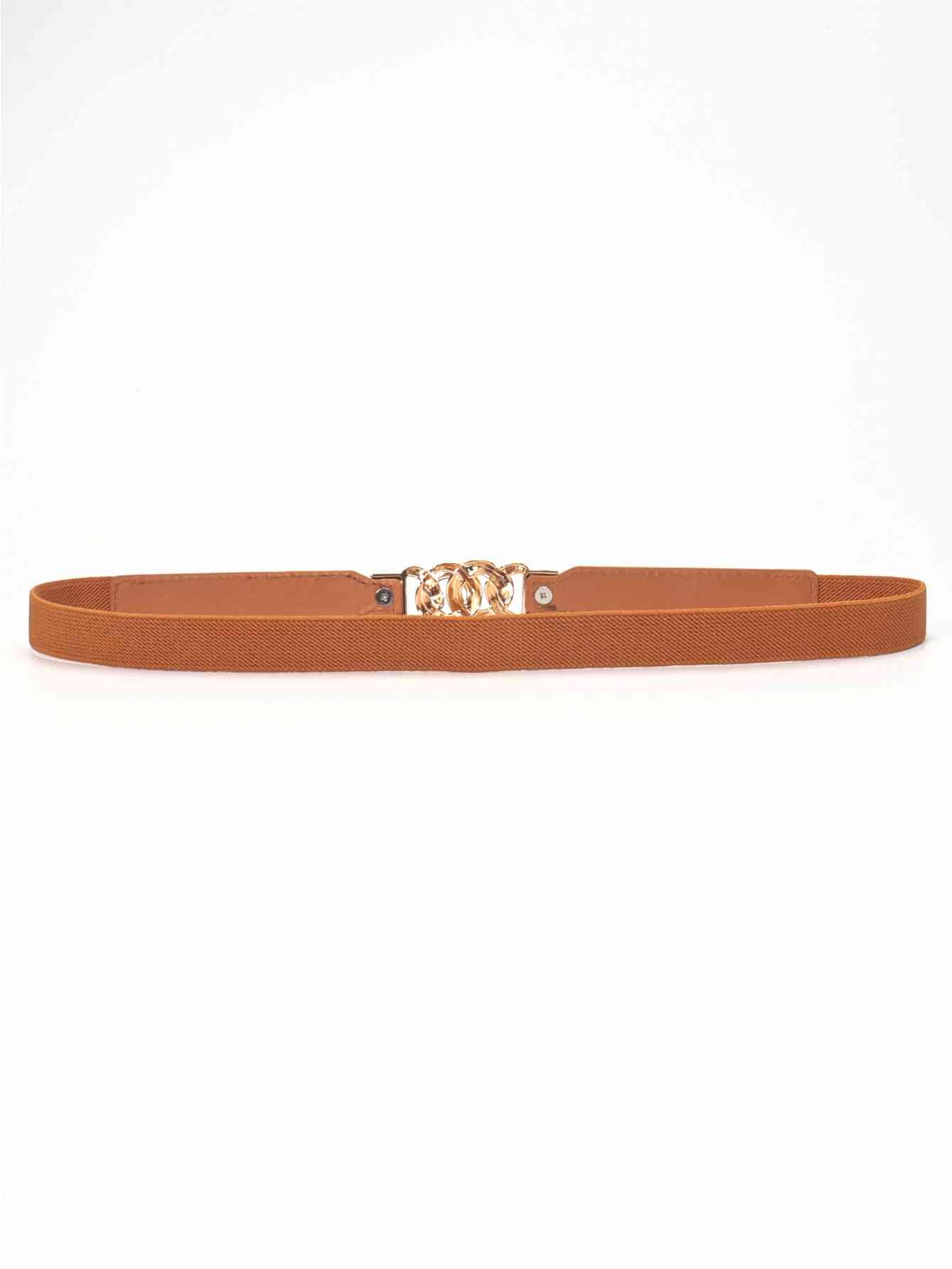 ChicFlex Elegance: Elastic PU Belt with Zinc Alloy Buckle