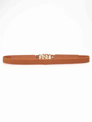 ChicFlex Elegance: Elastic PU Belt with Zinc Alloy Buckle