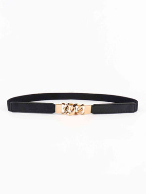 ChicFlex Elegance: Elastic PU Belt with Zinc Alloy Buckle