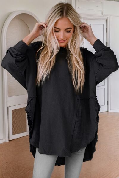 Luxe Contrast Chic Long Sleeve Blouse