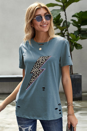 Lighting Lip Distressed T-Shirt