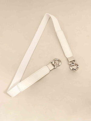 ChicFlex Elegance: Elastic PU Belt with Zinc Alloy Buckle