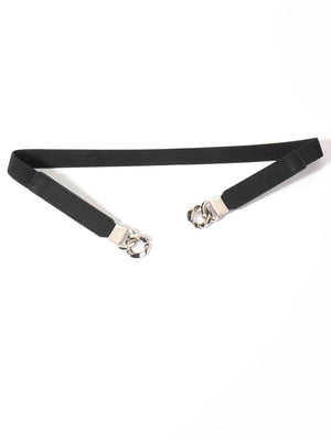 ChicFlex Elegance: Elastic PU Belt with Zinc Alloy Buckle