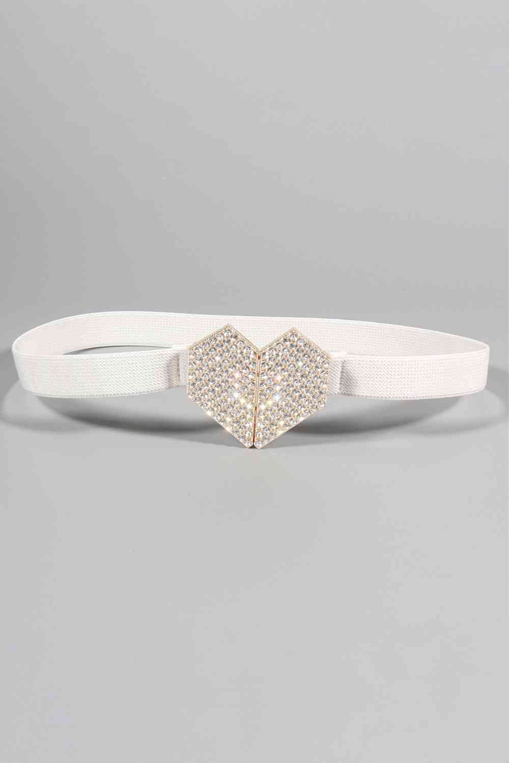 Heartfelt Glamour: Rhinestone Adorned Elastic Belt