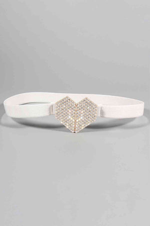 Heartfelt Glamour: Rhinestone Adorned Elastic Belt