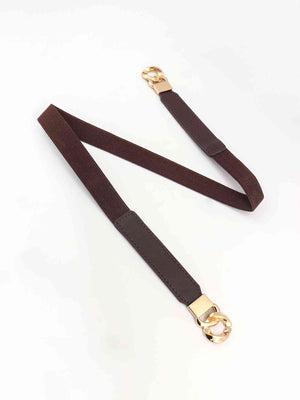 ChicFlex Elegance: Elastic PU Belt with Zinc Alloy Buckle