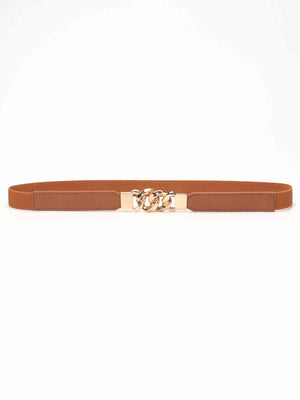 ChicFlex Elegance: Elastic PU Belt with Zinc Alloy Buckle