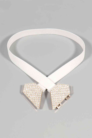 Heartfelt Glamour: Rhinestone Adorned Elastic Belt
