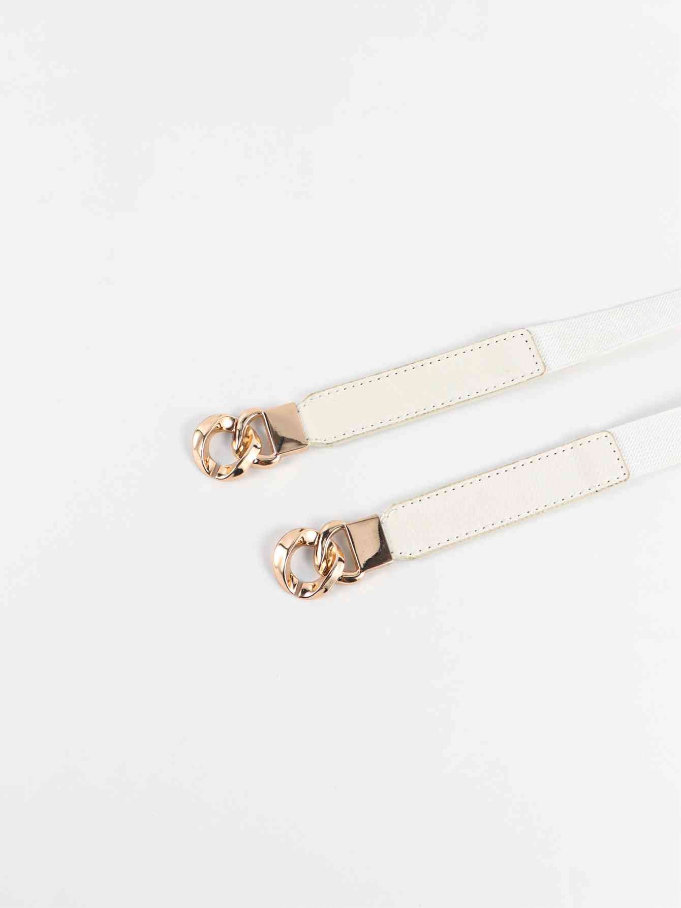 ChicFlex Elegance: Elastic PU Belt with Zinc Alloy Buckle