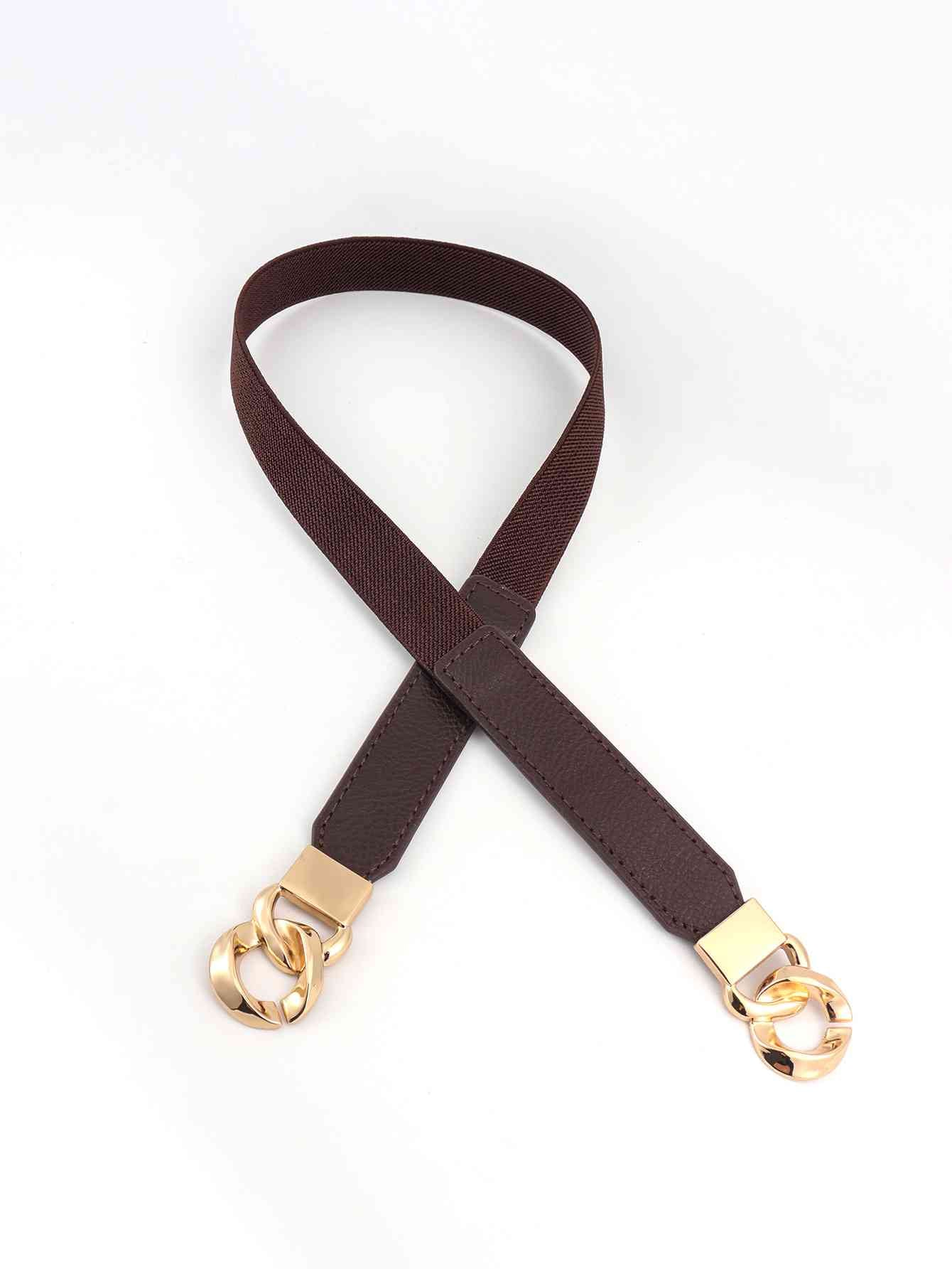 ChicFlex Elegance: Elastic PU Belt with Zinc Alloy Buckle