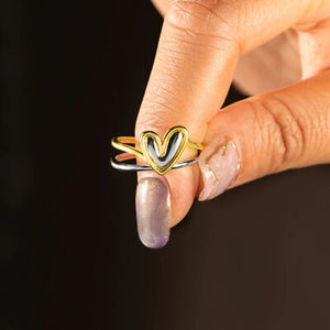 Sculpted Love: Irregular Heart 925 Silver Ring