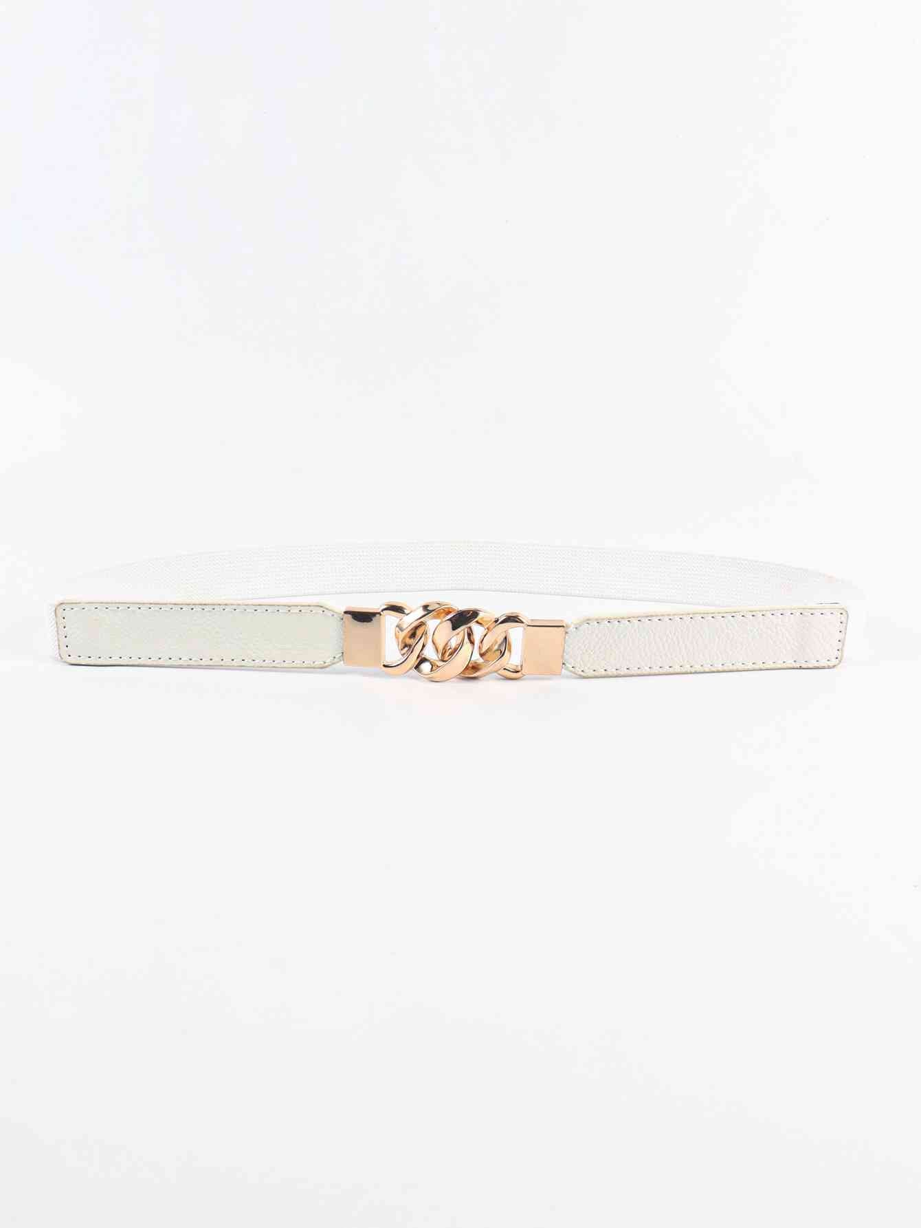ChicFlex Elegance: Elastic PU Belt with Zinc Alloy Buckle