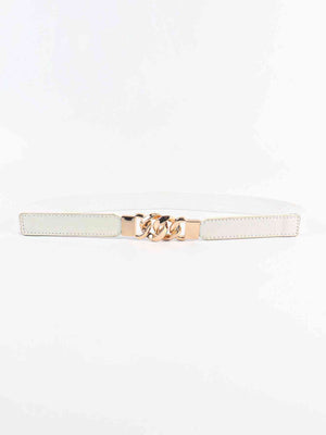 ChicFlex Elegance: Elastic PU Belt with Zinc Alloy Buckle