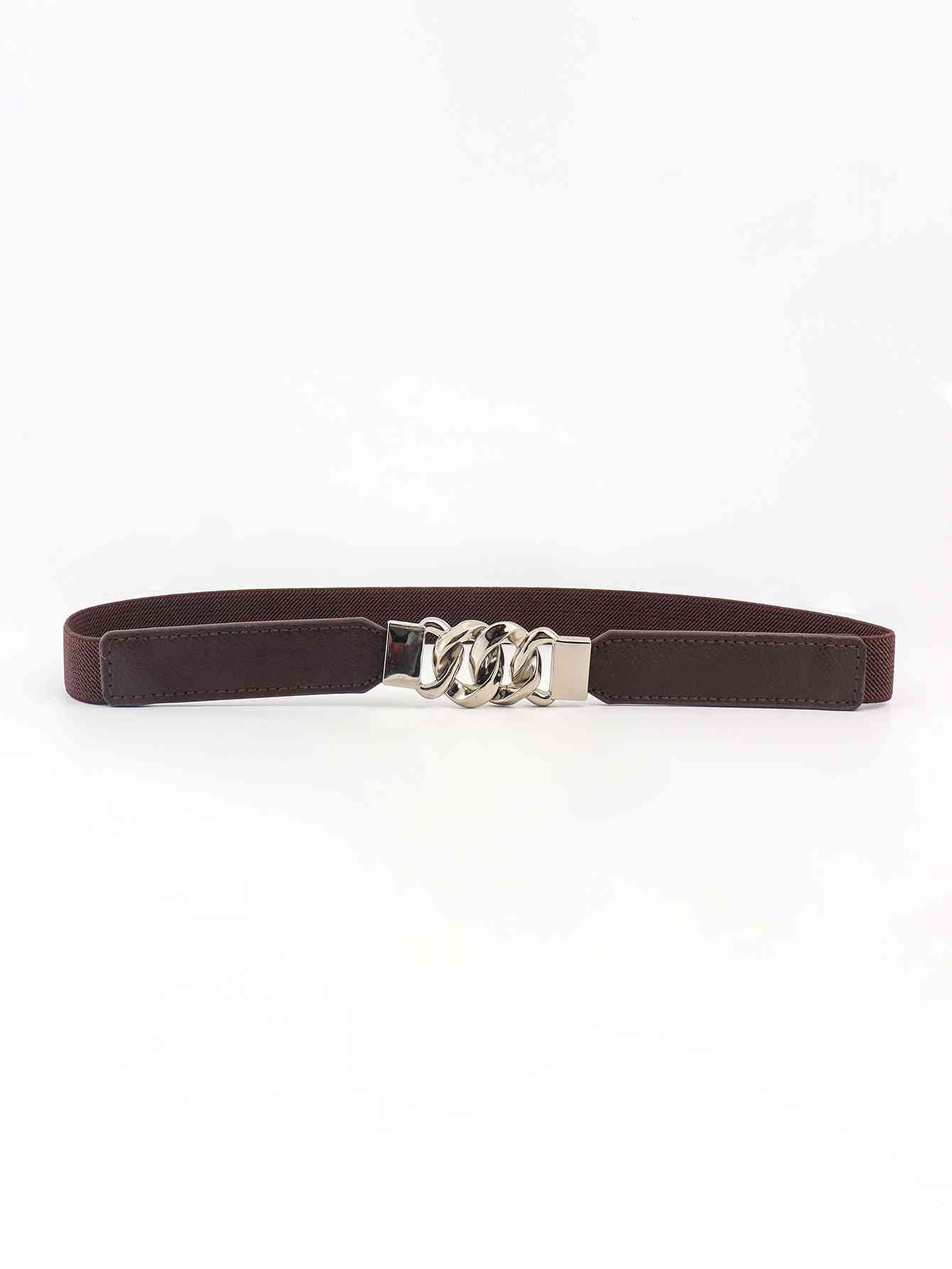 ChicFlex Elegance: Elastic PU Belt with Zinc Alloy Buckle