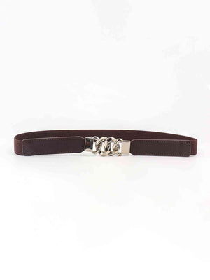 ChicFlex Elegance: Elastic PU Belt with Zinc Alloy Buckle