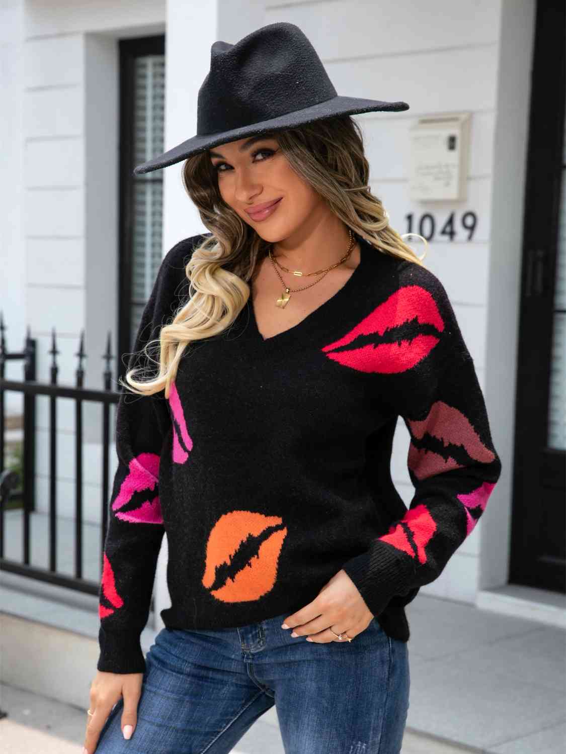 Chic Cozy Elegance: Velvet Kiss V-Neck Sweater