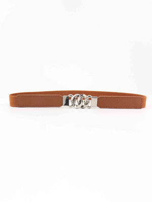 ChicFlex Elegance: Elastic PU Belt with Zinc Alloy Buckle