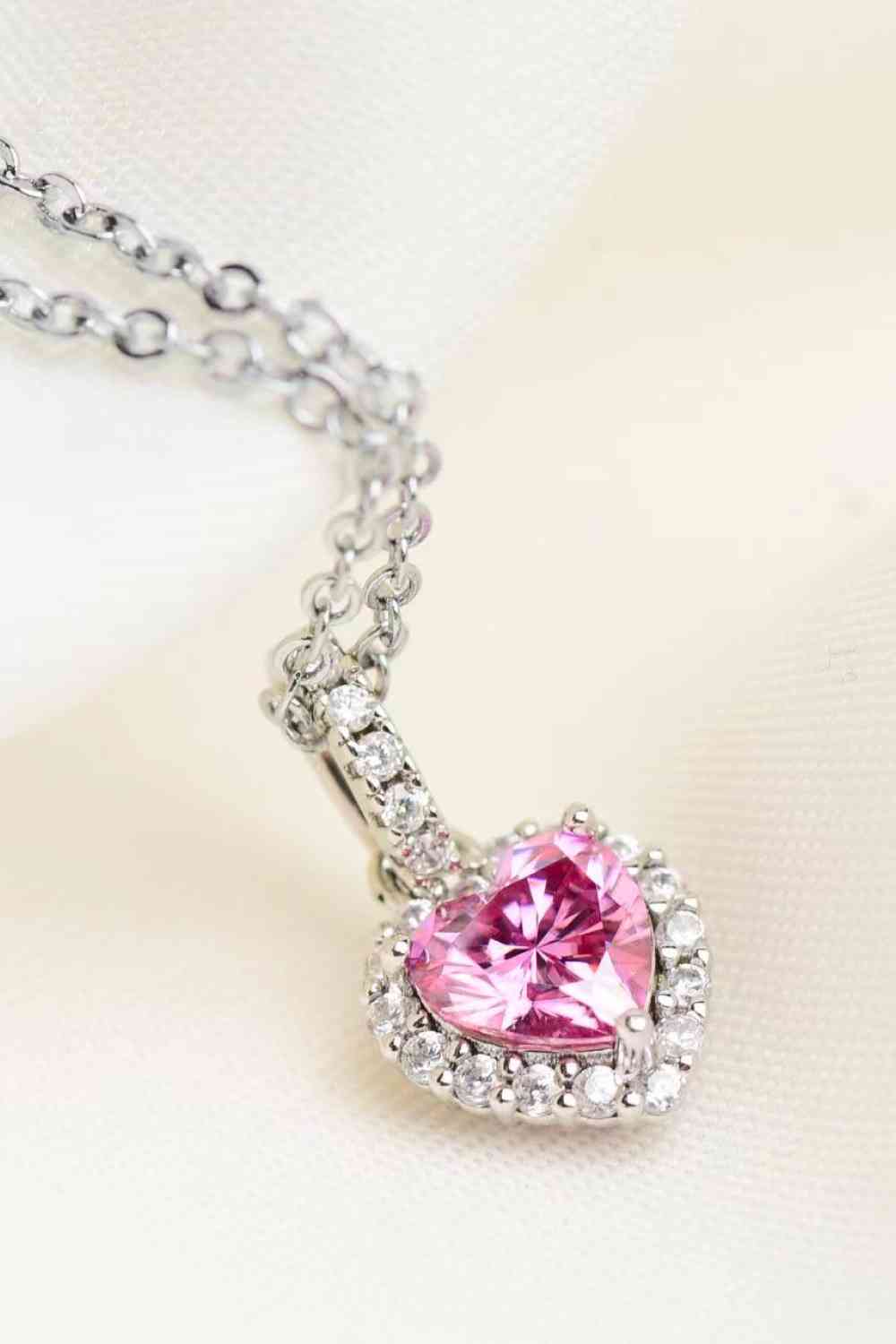 Radiant Love: 1 Carat Moissanite Heart Pendant Necklace