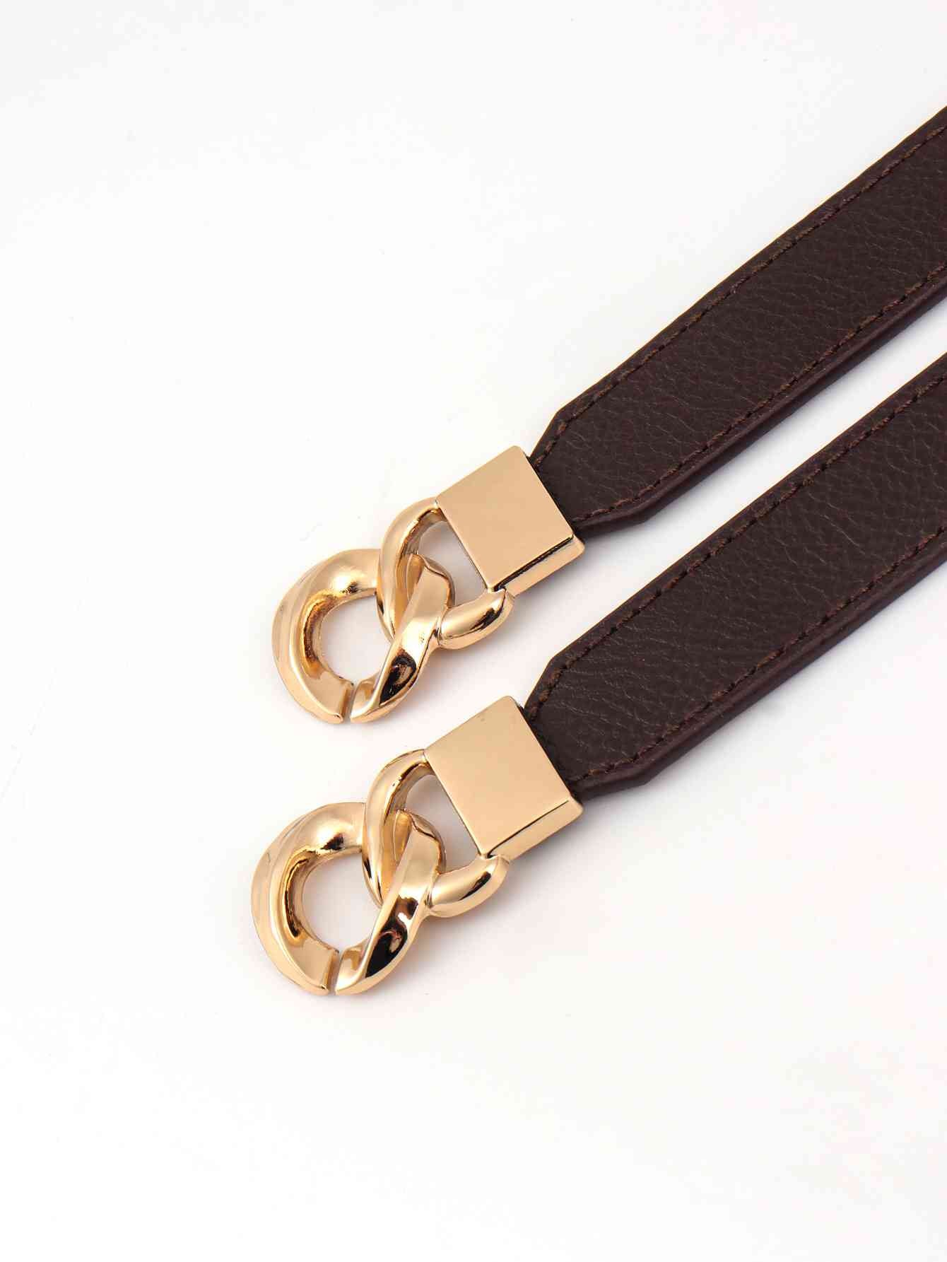 ChicFlex Elegance: Elastic PU Belt with Zinc Alloy Buckle