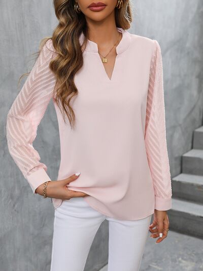 Elegance in Bloom Notched Blouse