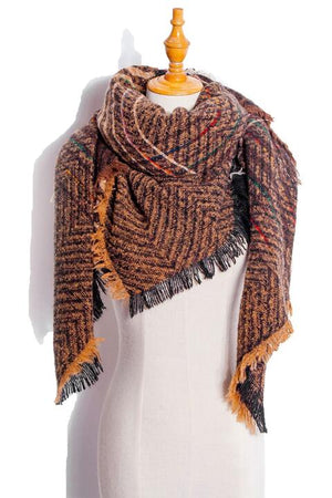 Raw Hem Plaid Scarf