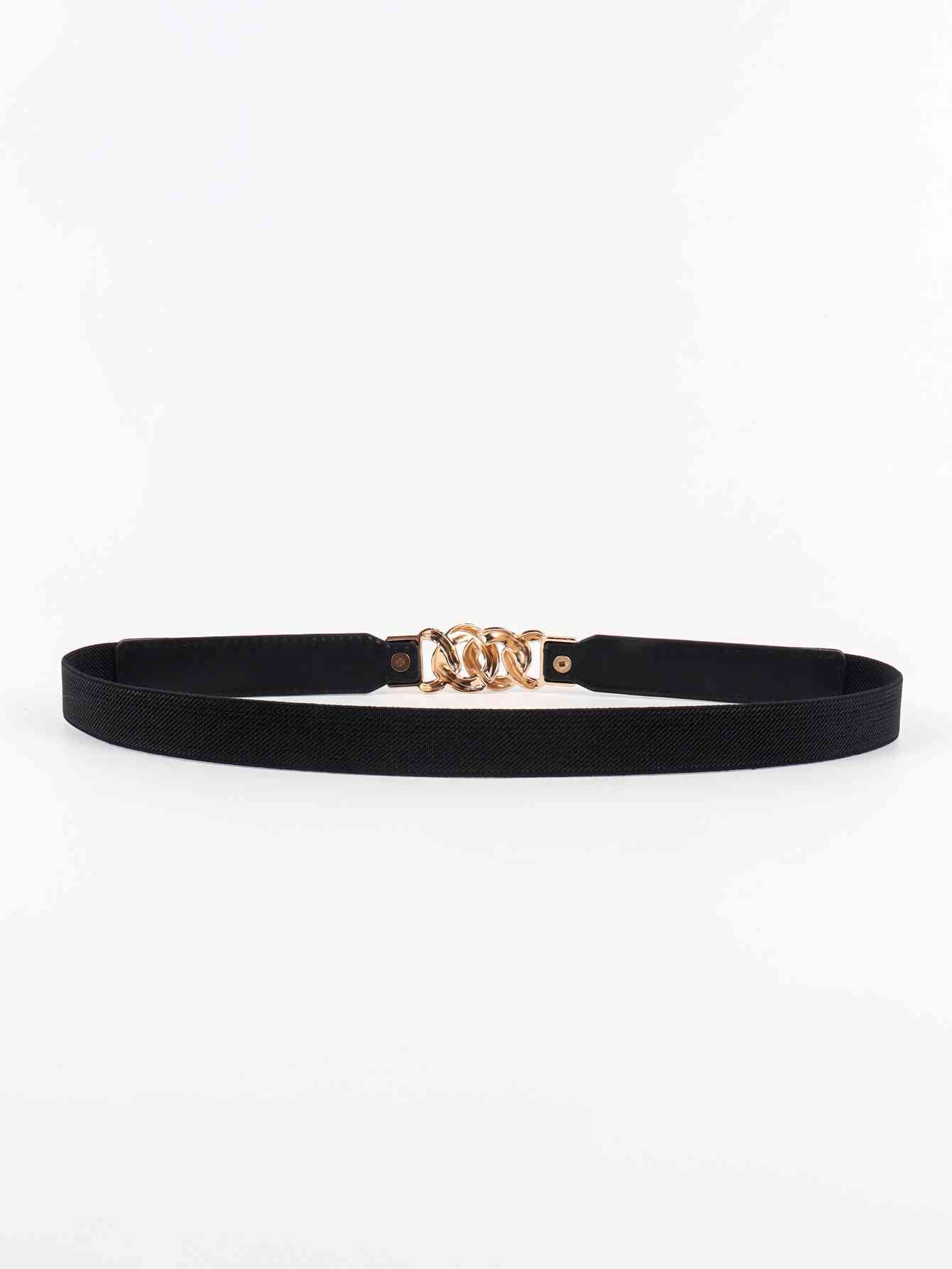 ChicFlex Elegance: Elastic PU Belt with Zinc Alloy Buckle