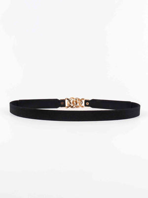 ChicFlex Elegance: Elastic PU Belt with Zinc Alloy Buckle