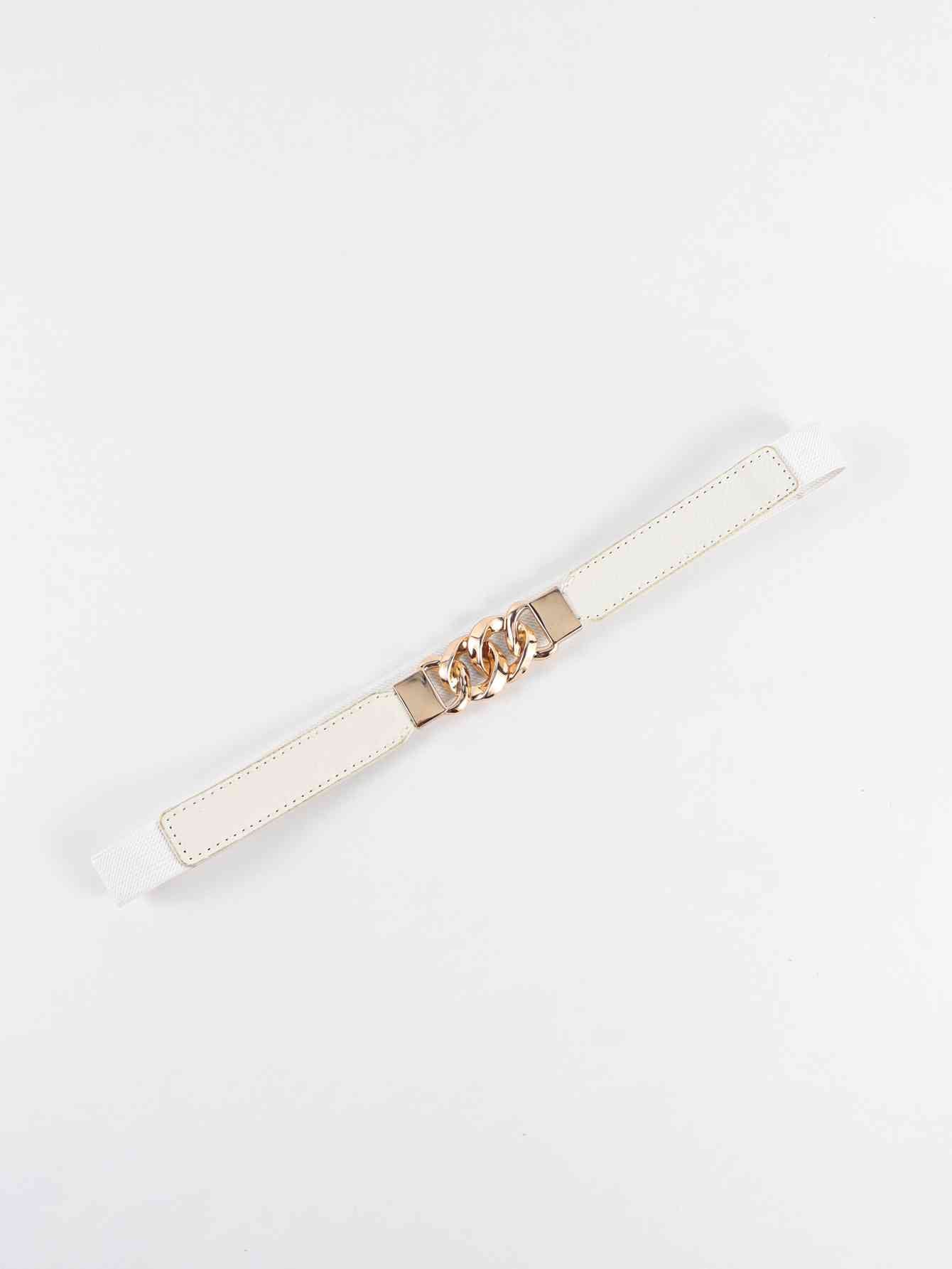 ChicFlex Elegance: Elastic PU Belt with Zinc Alloy Buckle