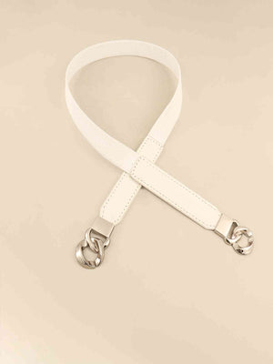 ChicFlex Elegance: Elastic PU Belt with Zinc Alloy Buckle