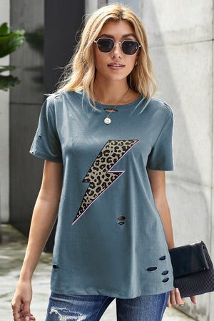 Lighting Lip Distressed T-Shirt