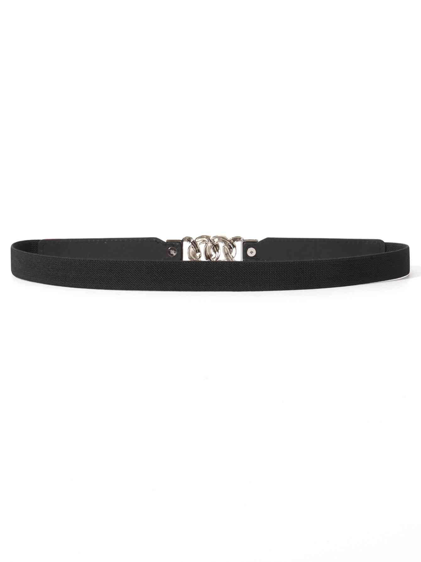 ChicFlex Elegance: Elastic PU Belt with Zinc Alloy Buckle