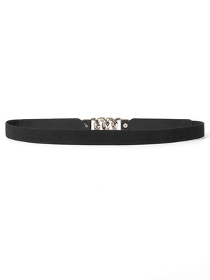 ChicFlex Elegance: Elastic PU Belt with Zinc Alloy Buckle