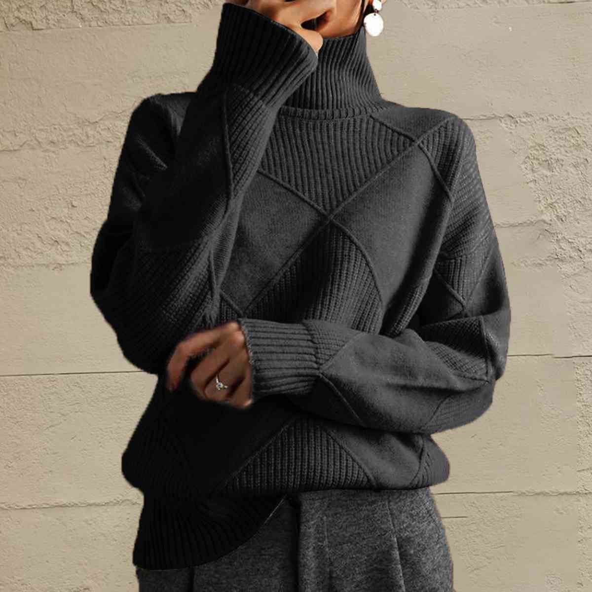 Chic Comfort Geometric Turtleneck Sweater
