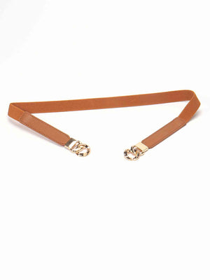 ChicFlex Elegance: Elastic PU Belt with Zinc Alloy Buckle