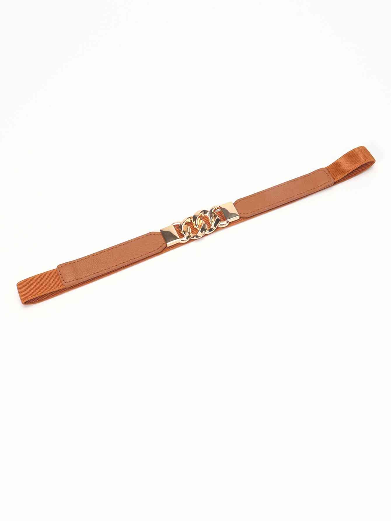 ChicFlex Elegance: Elastic PU Belt with Zinc Alloy Buckle