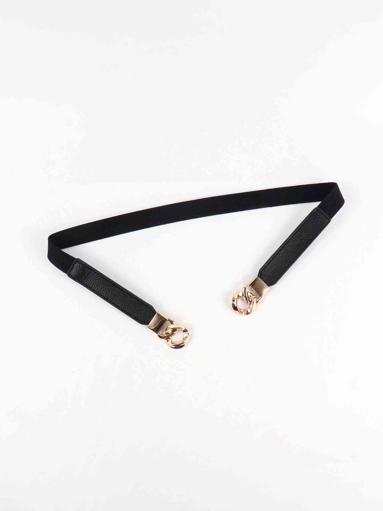 ChicFlex Elegance: Elastic PU Belt with Zinc Alloy Buckle